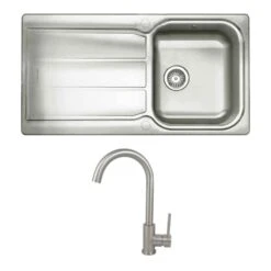 Rangemaster Glendale Single Bowl Stainless Steel Kitchen Sink & Vellamo Revolve Monobloc Mixer Tap
