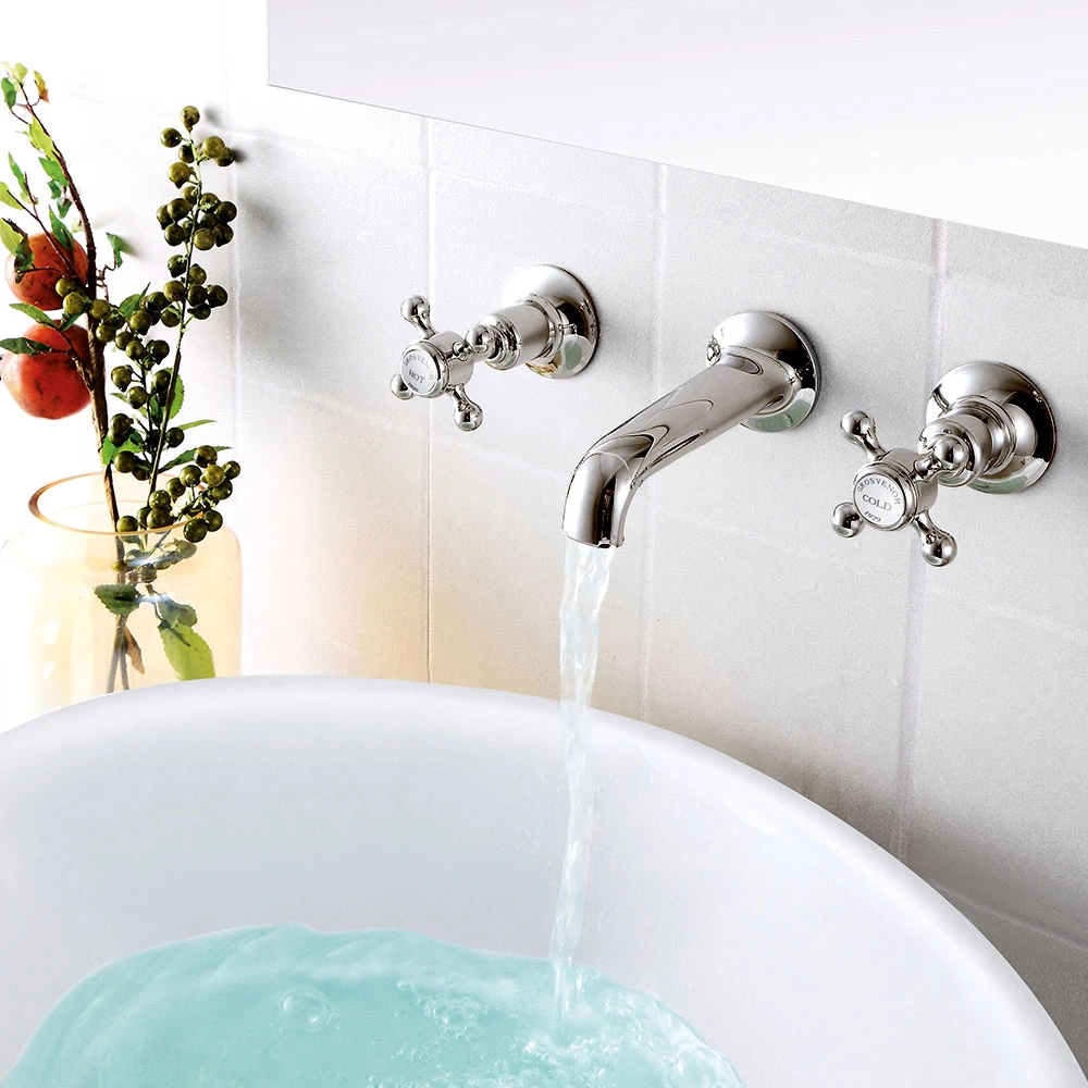 Butler & Rose Caledonia Crosshead Wall Mounted Basin Mixer - Chrome 4 Butler & Rose Caledonia Crosshead Wall Mounted Basin Mixer - Chrome - Image 2