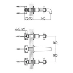 Butler & Rose Caledonia Crosshead Wall Mounted Basin Mixer - Chrome 11 Butler & Rose Caledonia Crosshead Wall Mounted Basin Mixer - Chrome -Vado Sale Store 76089a tech