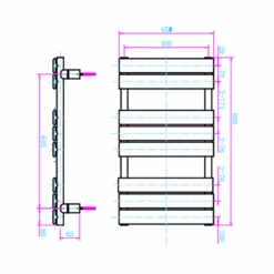 Brenton Avezzano Matt Black Flat Panel Heated Towel Rail - 800 X 450mm -Vado Sale Store 800x450 2 15B15D