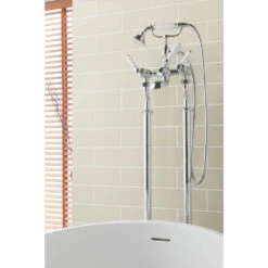 Butler & Rose Caledonia Lever Floorstanding Bath Shower Mixer With Shower Kit - Nickel