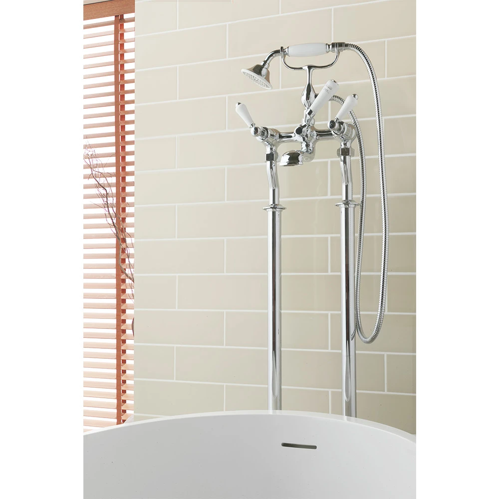Butler & Rose Caledonia Lever Floorstanding Bath Shower Mixer With Shower Kit - Nickel 3 Butler & Rose Caledonia Lever Floorstanding Bath Shower Mixer With Shower Kit - Nickel