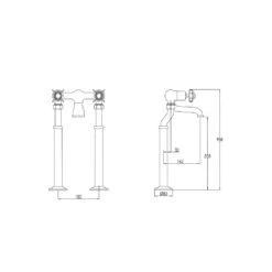 Butler & Rose Caledonia Pinch Floorstanding Bath Filler - Nickel -Vado Sale Store 98223 floorstanding tech