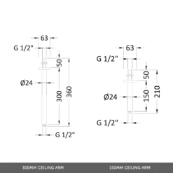 Brooke Concealed Shower Valve & Fixed Shower Head Package - 300mm Ceiling Shower Arm 14 Brooke Concealed Shower Valve & Fixed Shower Head Package - 300mm Ceiling Shower Arm -Vado Sale Store addison shower arm technical drawings