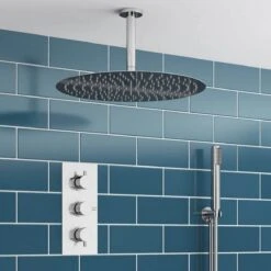 Adele Concealed Shower Valve, Fixed Head & Shower Handset - 300mm Arm