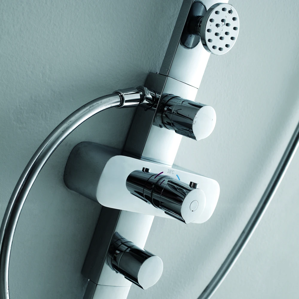 Flova Allore Thermostatic Shower Column With Handset, Body Jets & Overhead Shower 7 Flova Allore Thermostatic Shower Column With Handset, Body Jets & Overhead Shower - Image 5