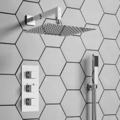 Archie Concealed Shower Valve, 200mm Fixed Shower Head & Handset - 300mm Wall Shower Arm