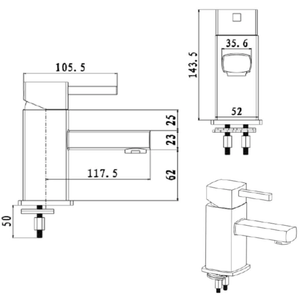 Sagittarius Axis Monobloc Basin Mixer With Clicker Waste 4 Sagittarius Axis Monobloc Basin Mixer With Clicker Waste - Image 2