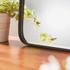 Origins Living City Rectangular Mirror - Matt Black Frame -Vado Sale Store bathroom origins city matt black curve edge mirror