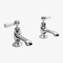 Hudson Reed White Topaz Lever Bath Pillar Taps
