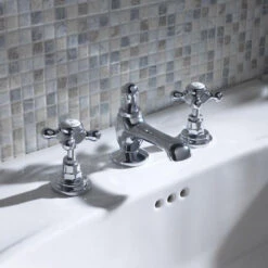 Hudson Reed Topaz 3 Hole Basin Mixer With Pop-Up Waste