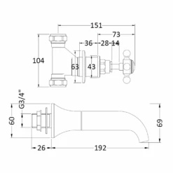 Hudson Reed Topaz Wall Mounted Bath Mixer Tap -Vado Sale Store bc309hx tech