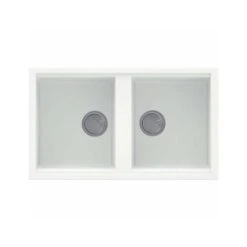 Reginox Best 450 2 Bowl White Granite Kitchen Sink & Waste Kit With Reversible Drainer - 860 X 510mm -Vado Sale Store best450w 1