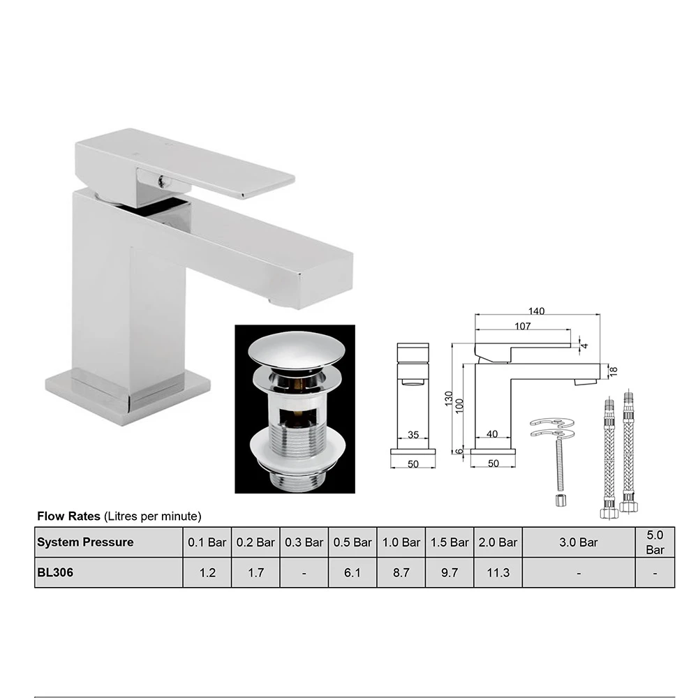 Sagittarius Blade Cloakroom Basin Mixer With Clicker Waste 4 Sagittarius Blade Cloakroom Basin Mixer With Clicker Waste - Image 2