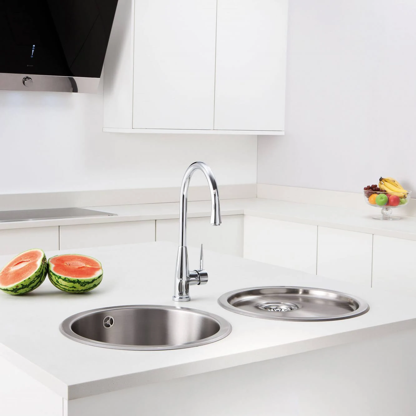Caple Form 1 Bowl Inset Or Undermount Satin Stainless Steel Sink & Waste Kit - 450 X 450mm 4 Caple Form 1 Bowl Inset Or Undermount Satin Stainless Steel Sink & Waste Kit - 450 X 450mm - Image 2