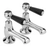 Hudson Reed Black Topaz Lever Basin Taps With Dome Collars - Chrome/Black -Vado Sale Store blacktopaz bc401dl