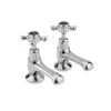 Hudson Reed Black Topaz Crosshead Basin Taps With Dome Collars - Chrome/Black