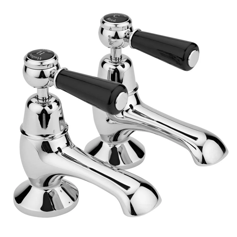 Hudson Reed Black Topaz Lever Bath Taps With Dome Collars - Chrome/Black 3 Hudson Reed Black Topaz Lever Bath Taps With Dome Collars - Chrome/Black