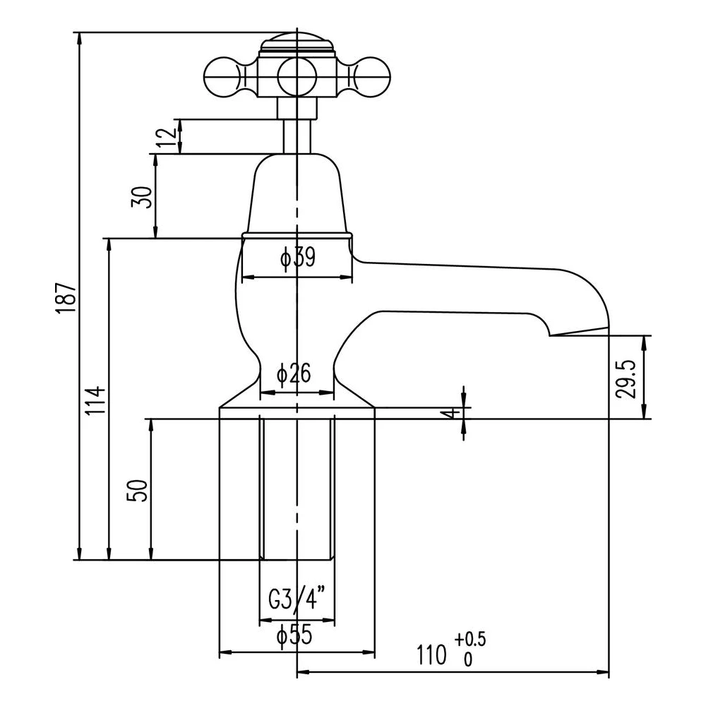 Hudson Reed Black Topaz Crosshead Bath Taps With Dome Collars - Chrome/Black 4 Hudson Reed Black Topaz Crosshead Bath Taps With Dome Collars - Chrome/Black - Image 2
