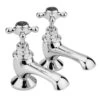 Hudson Reed Black Topaz Crosshead Bath Taps With Hexagonal Collars - Chrome/Black