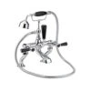 Hudson Reed Black Topaz Lever Deck Mounted Bath Shower Mixer With Handset Kit & Hexagonal Collars