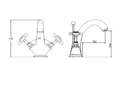 Hudson Reed Black Topaz Crosshead Mono Basin Mixer With Pop-Up Waste -Vado Sale Store blacktopaz bc405hxspec