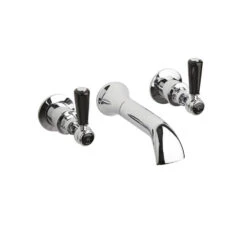 Hudson Reed Black Topaz Lever Bath Spout With Hexagonal Collars - Chrome/Black