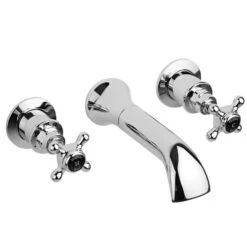 Hudson Reed Black Topaz Crosshead Bath Spout With Hexagonal Collars - Chrome/Black