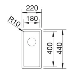 Blanco Claron 0.5 Bowl Undermount Satin Polish Stainless Steel Kitchen Sink & Waste - 220 X 440mm 9 Blanco Claron 0.5 Bowl Undermount Satin Polish Stainless Steel Kitchen Sink & Waste - 220 X 440mm -Vado Sale Store blanco 180 u undermount stainless steel sink 220x440 tech drawing