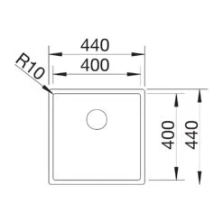 Blanco Claron 1 Bowl Undermount Satin Polish Stainless Steel Kitchen Sink & Waste - 440 X 440mm -Vado Sale Store blanco 400 u undermount stainless steel sink 440x440 tech drawing