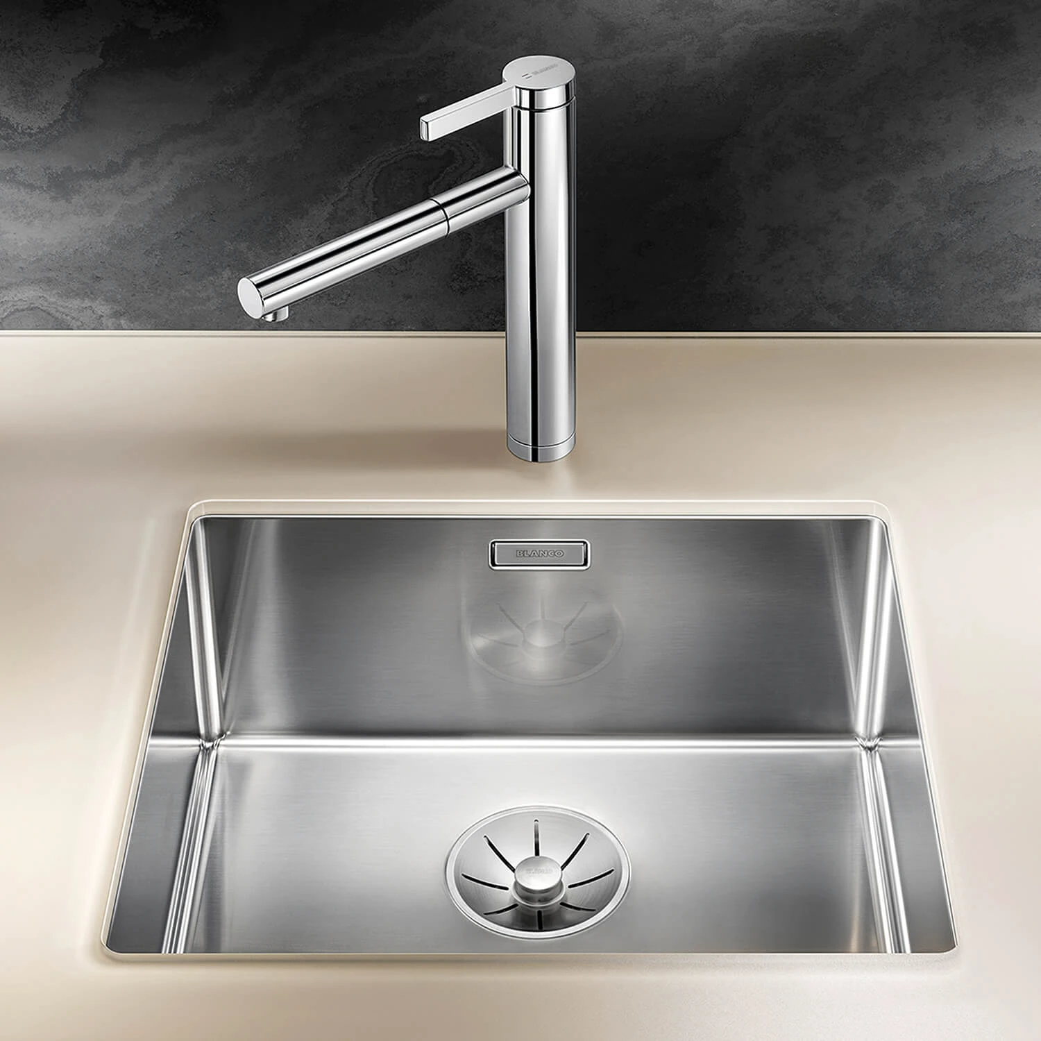 Blanco Claron 1 Bowl Undermount Satin Polish Stainless Steel Kitchen Sink & Waste - 490 X 440mm 3 Blanco Claron 1 Bowl Undermount Satin Polish Stainless Steel Kitchen Sink & Waste - 490 X 440mm