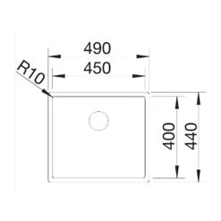 Blanco Claron 1 Bowl Undermount Satin Polish Stainless Steel Kitchen Sink & Waste - 490 X 440mm 9 Blanco Claron 1 Bowl Undermount Satin Polish Stainless Steel Kitchen Sink & Waste - 490 X 440mm -Vado Sale Store blanco 450 u undermount stainless steel sink 490x440 tech drawing