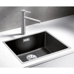 Blanco Subline 500-IF White Silgranit Composite Kitchen Sink & Waste With Steel Frame - 543 X 443mm -Vado Sale Store blanco 500 if anthracite silgranit sink 530x460mm lifestyle 1