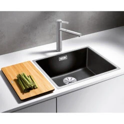 Blanco Subline 500-IF White Silgranit Composite Kitchen Sink & Waste With Steel Frame - 543 X 443mm -Vado Sale Store blanco 500 if anthracite silgranit sink 530x460mm lifestyle 2