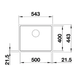 Blanco Subline 500-IF White Silgranit Composite Kitchen Sink & Waste With Steel Frame - 543 X 443mm -Vado Sale Store blanco 500 if silgranit sink 530x460mm tech drawing