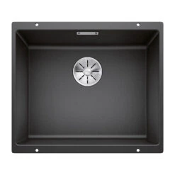 Blanco Subline 500-U 1 Bowl Undermount Alumetallic Silgranit Composite Kitchen Sink & Waste - 530 X 460mm -Vado Sale Store blanco 500 u anthracite silgranit sink 530x460mm cutout
