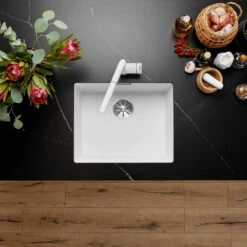 Blanco Subline 500-U 1 Bowl Undermount Alumetallic Silgranit Composite Kitchen Sink & Waste - 530 X 460mm -Vado Sale Store blanco 500 u white silgranit sink 530x460mm lifestyle