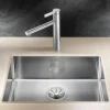 Blanco Claron Large 1 Bowl Undermount Satin Polish Stainless Steel Kitchen Sink & Waste - 590 X 440mm 1 Blanco Claron Large 1 Bowl Undermount Satin Polish Stainless Steel Kitchen Sink & Waste - 590 X 440mm -Vado Sale Store blanco 550 u undermount stainless steel sink 590x440 lifestyle