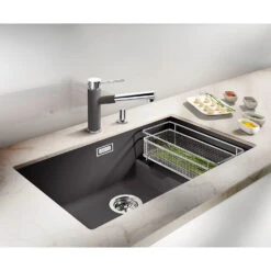 Blanco Subline 700-U Extra Large Stepped 1 Bowl Undermount Alumetallic Silgranit Composite Kitchen Sink & Waste - 730 X 460mm 21 Blanco Subline 700-U Extra Large Stepped 1 Bowl Undermount Alumetallic Silgranit Composite Kitchen Sink & Waste - 730 X 460mm -Vado Sale Store blanco 700 u rock grey silgranit sink 730x460mm lifestyle