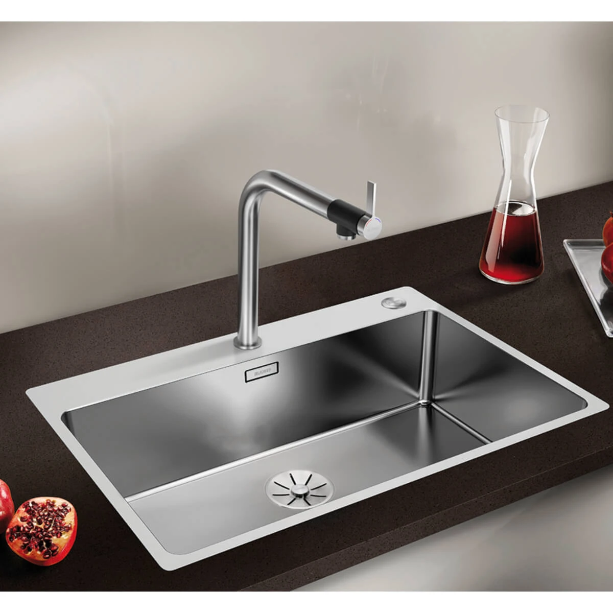 Blanco Andano Extra Large 1 Bowl Inset Satin Polish Stainless Steel Kitchen Sink & Waste - 740 X 500mm 4 Blanco Andano Extra Large 1 Bowl Inset Satin Polish Stainless Steel Kitchen Sink & Waste - 740 X 500mm - Image 2