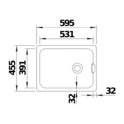 Blanco Belfast Crystal Gloss White Ceramic Kitchen Sink & Waste - 595 X 455mm -Vado Sale Store blanco belfast ceramic sink tech drawing