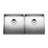 Blanco Claron Double Bowl Undermount Satin Polish Stainless Steel Kitchen Sink & Waste - 865 X 440mm 2 Blanco Claron Double Bowl Undermount Satin Polish Stainless Steel Kitchen Sink & Waste - 865 X 440mm -Vado Sale Store blanco claron 2 bowl undermount stainless steel sink 865x440 cutout