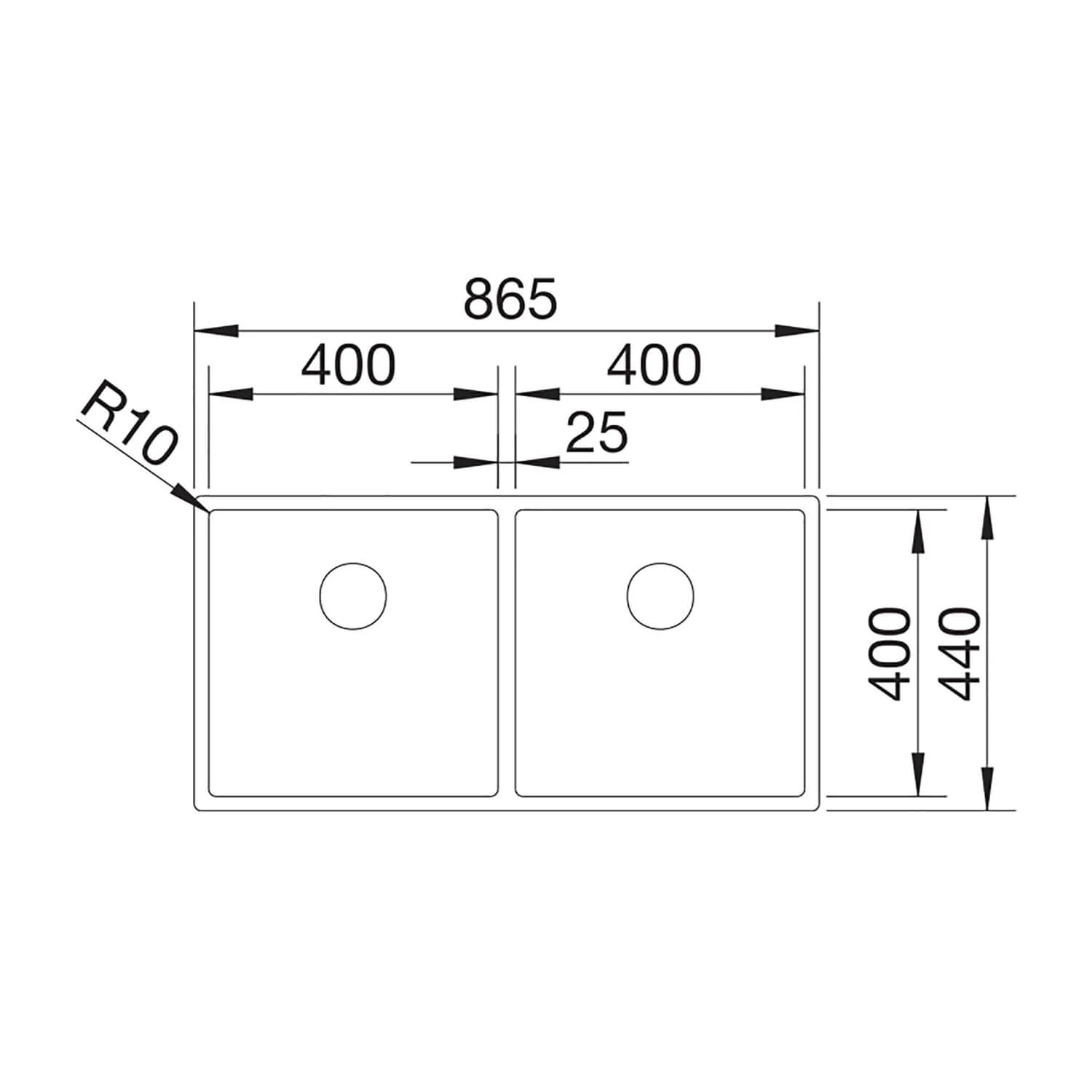 Blanco Claron Double Bowl Undermount Satin Polish Stainless Steel Kitchen Sink & Waste - 865 X 440mm 6 Blanco Claron Double Bowl Undermount Satin Polish Stainless Steel Kitchen Sink & Waste - 865 X 440mm - Image 4