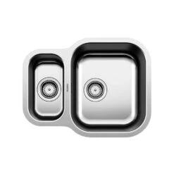 Blanco Essential 1.5 Bowl Undermount Brushed Stainless Steel Kitchen Sink & Waste With Reversible Main Bowl - 582 X 450mm
