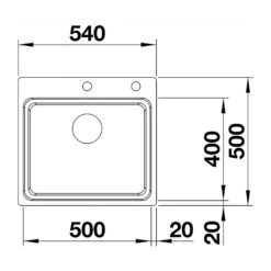 Blanco Etagon Large 1 Bowl Satin Polish Stainless Steel Kitchen Sink & Waste With Tap Ledge - 540 X 500mm -Vado Sale Store blanco etagon 500 ifa stainless steel sink tech drawing