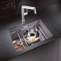 Blanco Etagon 500-U Large 1 Bowl Black Silgranit Composite Undermount Kitchen Sink & Waste - 530 X 460mm 28 Blanco Etagon 500-U Large 1 Bowl Black Silgranit Composite Undermount Kitchen Sink & Waste - 530 X 460mm -Vado Sale Store blanco etagon 500 u silgranit alumetallic sink lifestyle 1