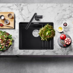 Blanco Etagon 500-U Large 1 Bowl Black Silgranit Composite Undermount Kitchen Sink & Waste - 530 X 460mm 34 Blanco Etagon 500-U Large 1 Bowl Black Silgranit Composite Undermount Kitchen Sink & Waste - 530 X 460mm -Vado Sale Store blanco etagon 500 u silgranit black sink lifestyle 1