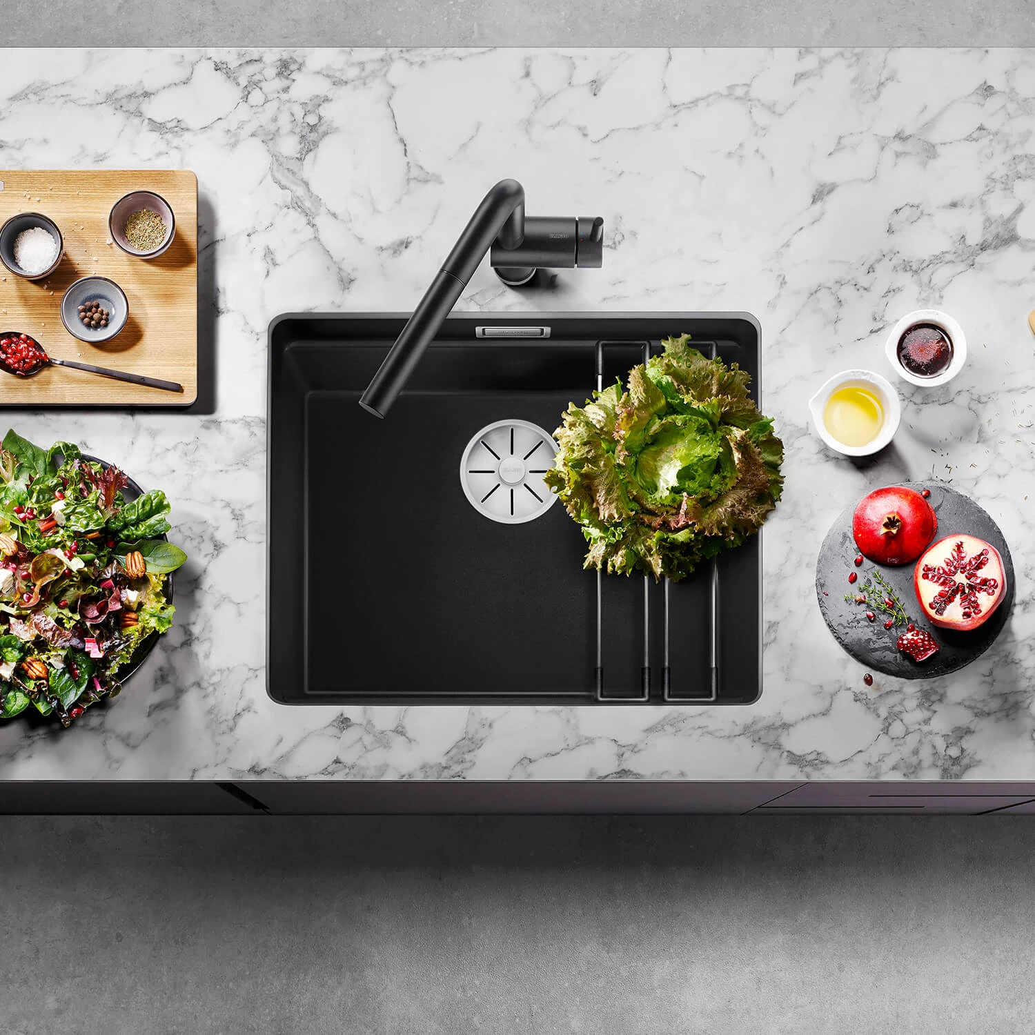 Blanco Etagon 500-U Large 1 Bowl Black Silgranit Composite Undermount Kitchen Sink & Waste - 530 X 460mm 17 Blanco Etagon 500-U Large 1 Bowl Black Silgranit Composite Undermount Kitchen Sink & Waste - 530 X 460mm - Image 15