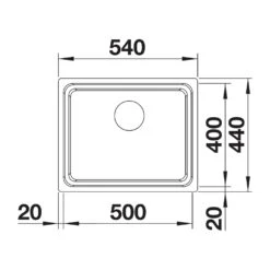 Blanco Etagon Large 1 Bowl Satin Polish Undermount Stainless Steel Kitchen Sink & Waste - 540 X 440mm 17 Blanco Etagon Large 1 Bowl Satin Polish Undermount Stainless Steel Kitchen Sink & Waste - 540 X 440mm -Vado Sale Store blanco etagon 500 u stainless steel sink tech drawing
