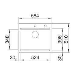Blanco Etagon 6 1 Bowl Magnolia Gloss Ceramic Kitchen Sink & Waste With Tap Ledge - 584 X 510mm 17 Blanco Etagon 6 1 Bowl Magnolia Gloss Ceramic Kitchen Sink & Waste With Tap Ledge - 584 X 510mm -Vado Sale Store blanco etagon 6 ceramic sink tech drawing